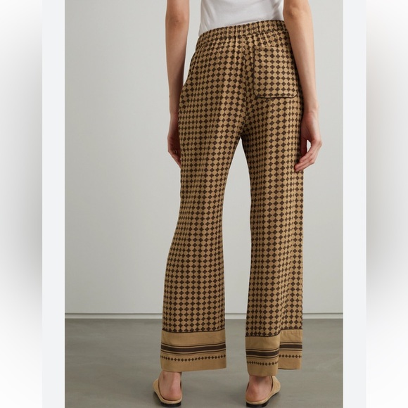 By Malene Birger Pants - By Malene Birger Ameliano Printed Crepe Wide-Leg Pants Brown Size L
